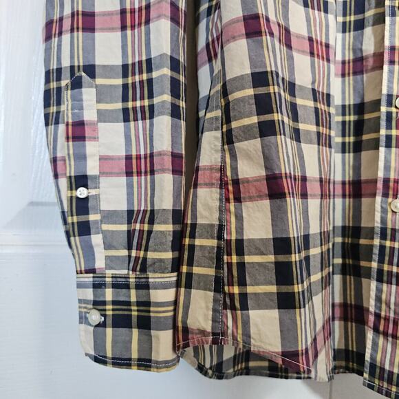 J. Crew Mens Classic Plaid Button-Down Shirt Small Red Yellow Blue Long Sleeve - Picture 5 of 9